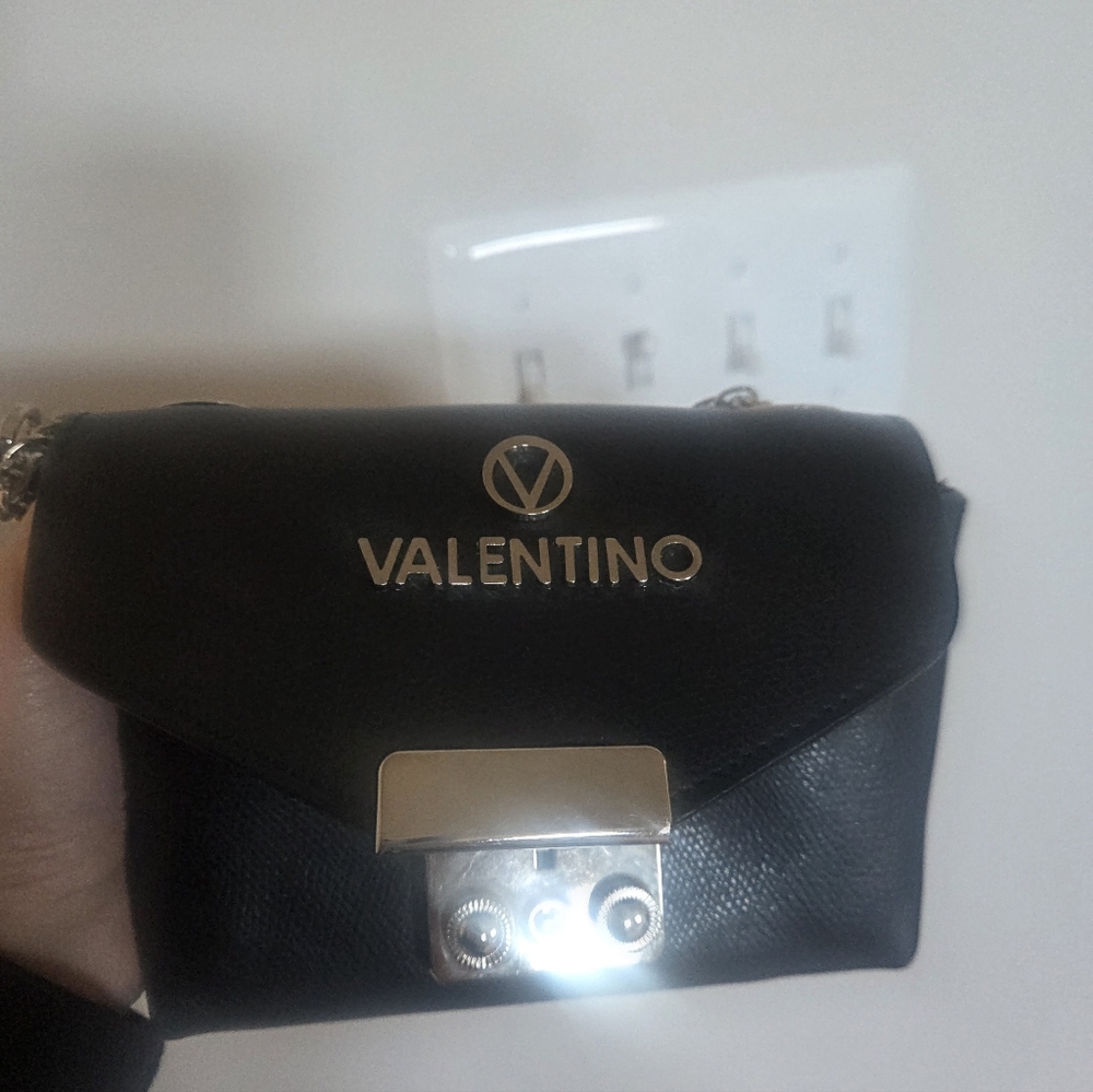 Valentino Black Crossbody Bag with Silver Accents